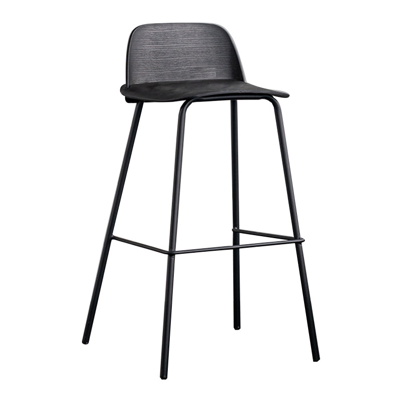 Rectangular Modern Plastic Bar Stool Backrest Footrest Counter Stool with Iron Legs Black Clearhalo 'Bar Furniture' 'Bar Stools' 'bar_stools' 'furn' 'furn_bar_stools' 'furniture_bar_stools' 'Kitchen & Dining Furniture' 'kitchen&dining_furn' 'kitchen' 'kitchen_furn' Furniture' 4527705