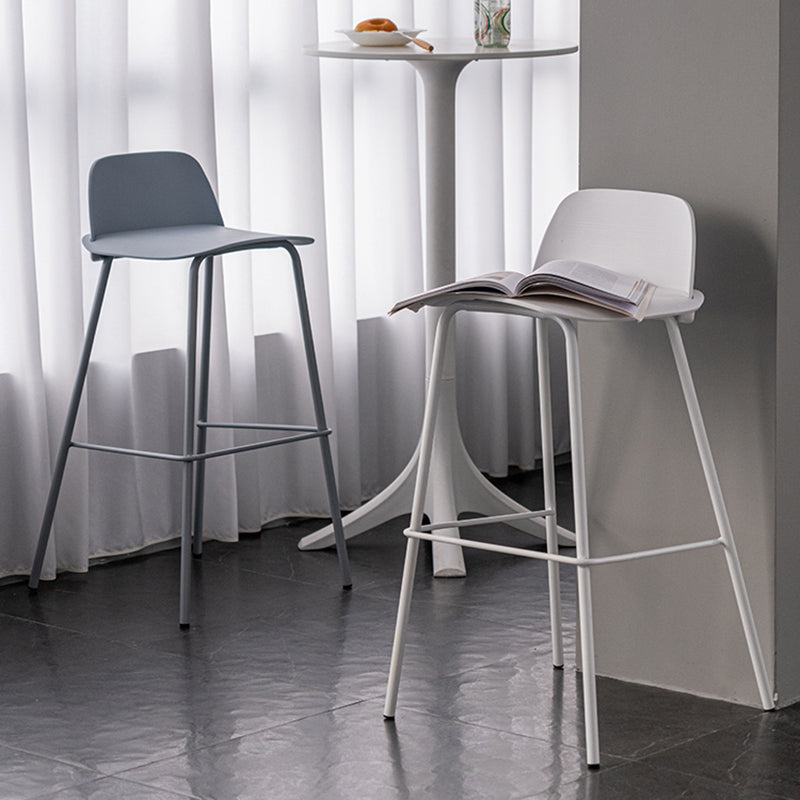 Rectangular Modern Plastic Bar Stool Backrest Footrest Counter Stool with Iron Legs Clearhalo 'Bar Furniture' 'Bar Stools' 'bar_stools' 'furn' 'furn_bar_stools' 'furniture_bar_stools' 'Kitchen & Dining Furniture' 'kitchen&dining_furn' 'kitchen' 'kitchen_furn' Furniture' 4527707