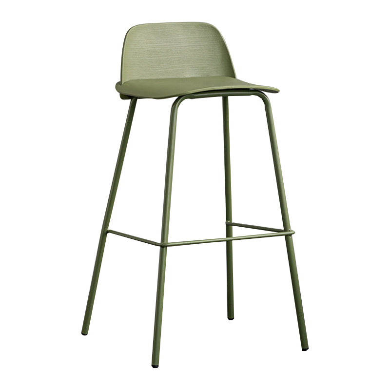 Rectangular Modern Plastic Bar Stool Backrest Footrest Counter Stool with Iron Legs Green Clearhalo 'Bar Furniture' 'Bar Stools' 'bar_stools' 'furn' 'furn_bar_stools' 'furniture_bar_stools' 'Kitchen & Dining Furniture' 'kitchen&dining_furn' 'kitchen' 'kitchen_furn' Furniture' 4527708