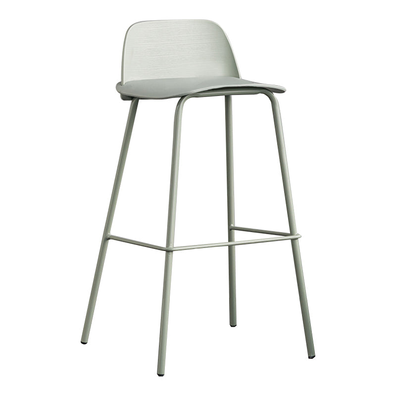 Rectangular Modern Plastic Bar Stool Backrest Footrest Counter Stool with Iron Legs Clearhalo 'Bar Furniture' 'Bar Stools' 'bar_stools' 'furn' 'furn_bar_stools' 'furniture_bar_stools' 'Kitchen & Dining Furniture' 'kitchen&dining_furn' 'kitchen' 'kitchen_furn' Furniture' 4527709