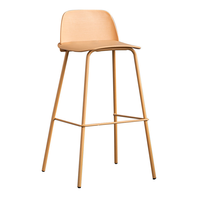 Rectangular Modern Plastic Bar Stool Backrest Footrest Counter Stool with Iron Legs Yellow Clearhalo 'Bar Furniture' 'Bar Stools' 'bar_stools' 'furn' 'furn_bar_stools' 'furniture_bar_stools' 'Kitchen & Dining Furniture' 'kitchen&dining_furn' 'kitchen' 'kitchen_furn' Furniture' 4527710