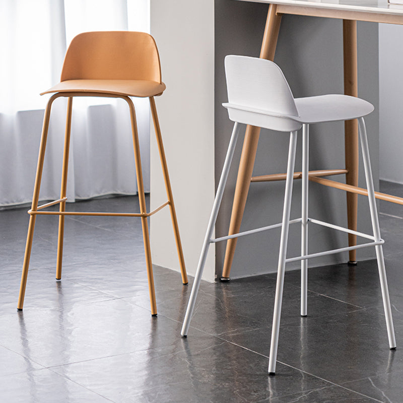 Rectangular Modern Plastic Bar Stool Backrest Footrest Counter Stool with Iron Legs Clearhalo 'Bar Furniture' 'Bar Stools' 'bar_stools' 'furn' 'furn_bar_stools' 'furniture_bar_stools' 'Kitchen & Dining Furniture' 'kitchen&dining_furn' 'kitchen' 'kitchen_furn' Furniture' 4527715