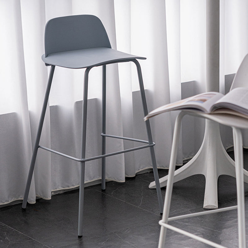 Rectangular Modern Plastic Bar Stool Backrest Footrest Counter Stool with Iron Legs Clearhalo 'Bar Furniture' 'Bar Stools' 'bar_stools' 'furn' 'furn_bar_stools' 'furniture_bar_stools' 'Kitchen & Dining Furniture' 'kitchen&dining_furn' 'kitchen' 'kitchen_furn' Furniture' 4527716