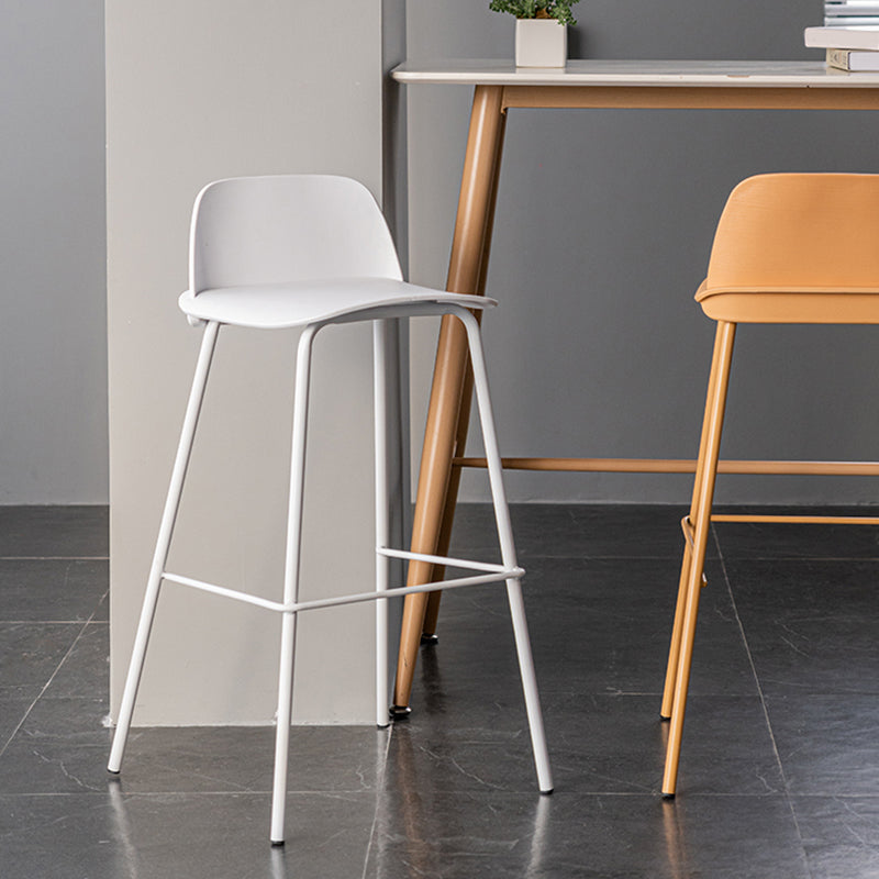 Rectangular Modern Plastic Bar Stool Backrest Footrest Counter Stool with Iron Legs Clearhalo 'Bar Furniture' 'Bar Stools' 'bar_stools' 'furn' 'furn_bar_stools' 'furniture_bar_stools' 'Kitchen & Dining Furniture' 'kitchen&dining_furn' 'kitchen' 'kitchen_furn' Furniture' 4527717