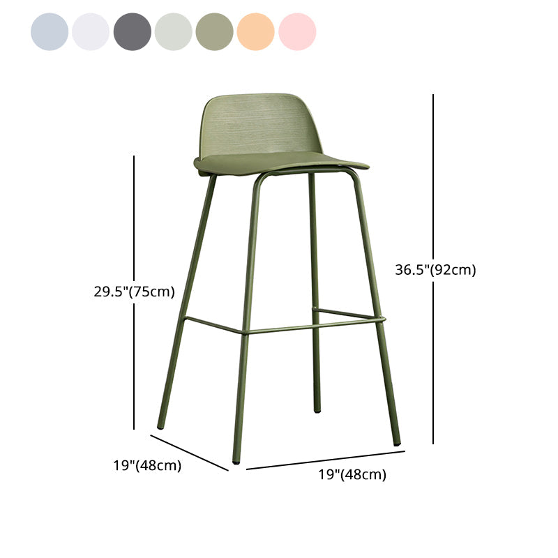 Rectangular Modern Plastic Bar Stool Backrest Footrest Counter Stool with Iron Legs Clearhalo 'Bar Furniture' 'Bar Stools' 'bar_stools' 'furn' 'furn_bar_stools' 'furniture_bar_stools' 'Kitchen & Dining Furniture' 'kitchen&dining_furn' 'kitchen' 'kitchen_furn' Furniture' 4527720