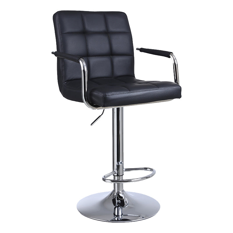 Indoor Modern Adjustable Bar Stool Footrest Bucket Backrest Swivel Counter Stool Black 1 Piece Bar Stool(33"H) Clearhalo 'Bar Furniture' 'Bar Stools' 'bar_stools' 'furn' 'furn_bar_stools' 'furniture_bar_stools' 'Kitchen & Dining Furniture' 'kitchen&dining_furn' 'kitchen' 'kitchen_furn' Furniture' 4527724