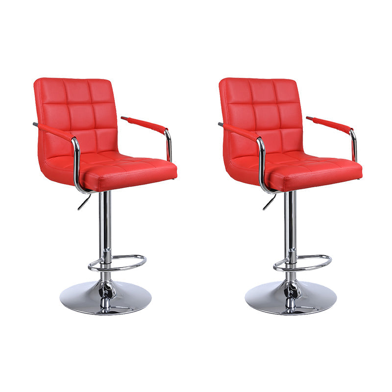 Indoor Modern Adjustable Bar Stool Footrest Bucket Backrest Swivel Counter Stool Red 2 Piece Set Bar Stool(33"H) Clearhalo 'Bar Furniture' 'Bar Stools' 'bar_stools' 'furn' 'furn_bar_stools' 'furniture_bar_stools' 'Kitchen & Dining Furniture' 'kitchen&dining_furn' 'kitchen' 'kitchen_furn' Furniture' 4527754