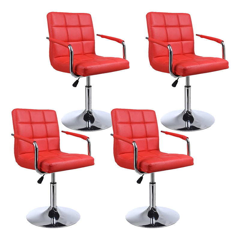 Indoor Modern Adjustable Bar Stool Footrest Bucket Backrest Swivel Counter Stool Red 4 Piece Set Short Stool(22"H) Clearhalo 'Bar Furniture' 'Bar Stools' 'bar_stools' 'furn' 'furn_bar_stools' 'furniture_bar_stools' 'Kitchen & Dining Furniture' 'kitchen&dining_furn' 'kitchen' 'kitchen_furn' Furniture' 4527761