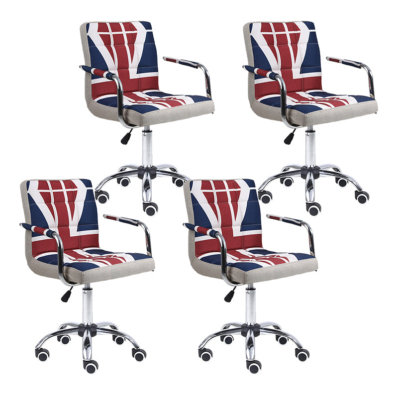 Indoor Modern Adjustable Bar Stool Footrest Bucket Backrest Swivel Counter Stool Red-White-Blue 4 Piece Set Counter Stool (24"H) Clearhalo 'Bar Furniture' 'Bar Stools' 'bar_stools' 'furn' 'furn_bar_stools' 'furniture_bar_stools' 'Kitchen & Dining Furniture' 'kitchen&dining_furn' 'kitchen' 'kitchen_furn' Furniture' 4527763