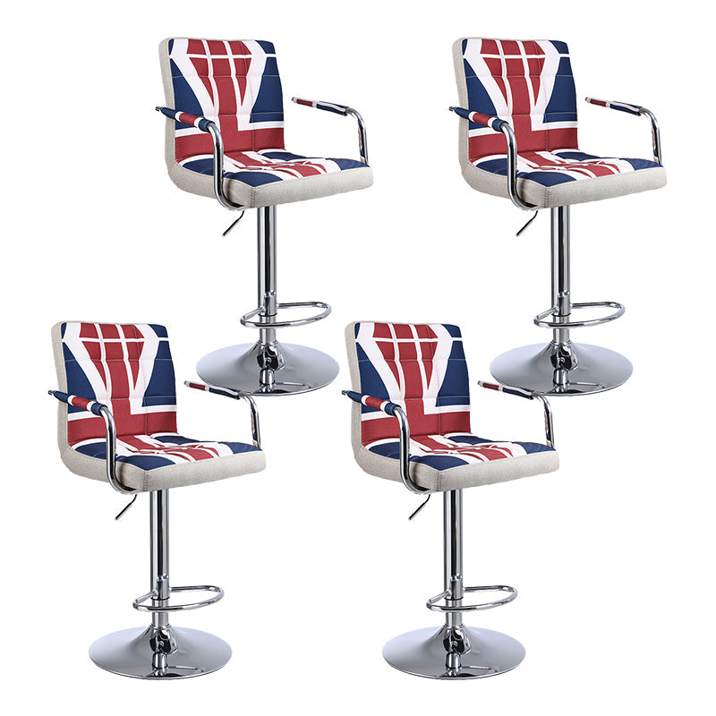 Indoor Modern Adjustable Bar Stool Footrest Bucket Backrest Swivel Counter Stool Red-White-Blue 4 Piece Set Bar Stool(33"H) Clearhalo 'Bar Furniture' 'Bar Stools' 'bar_stools' 'furn' 'furn_bar_stools' 'furniture_bar_stools' 'Kitchen & Dining Furniture' 'kitchen&dining_furn' 'kitchen' 'kitchen_furn' Furniture' 4527764