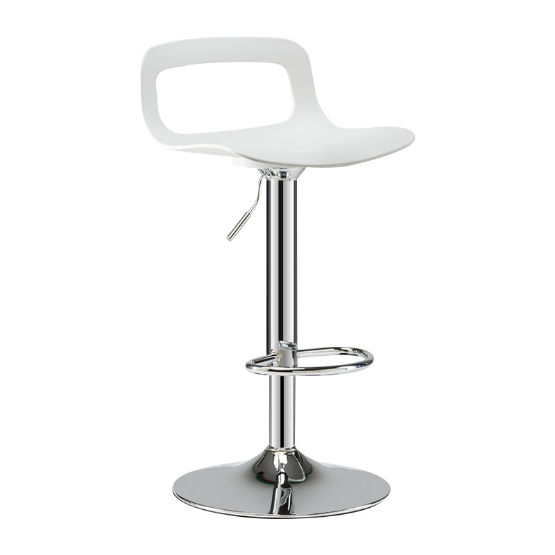 Modern Adjustable Swivel Bar Stool Low Back Plastic Bar and Counter Stool White-Silver 1 Piece Clearhalo 'Bar Furniture' 'Bar Stools' 'bar_stools' 'furn' 'furn_bar_stools' 'furniture_bar_stools' 'Kitchen & Dining Furniture' 'kitchen&dining_furn' 'kitchen' 'kitchen_furn' Furniture' 4527777