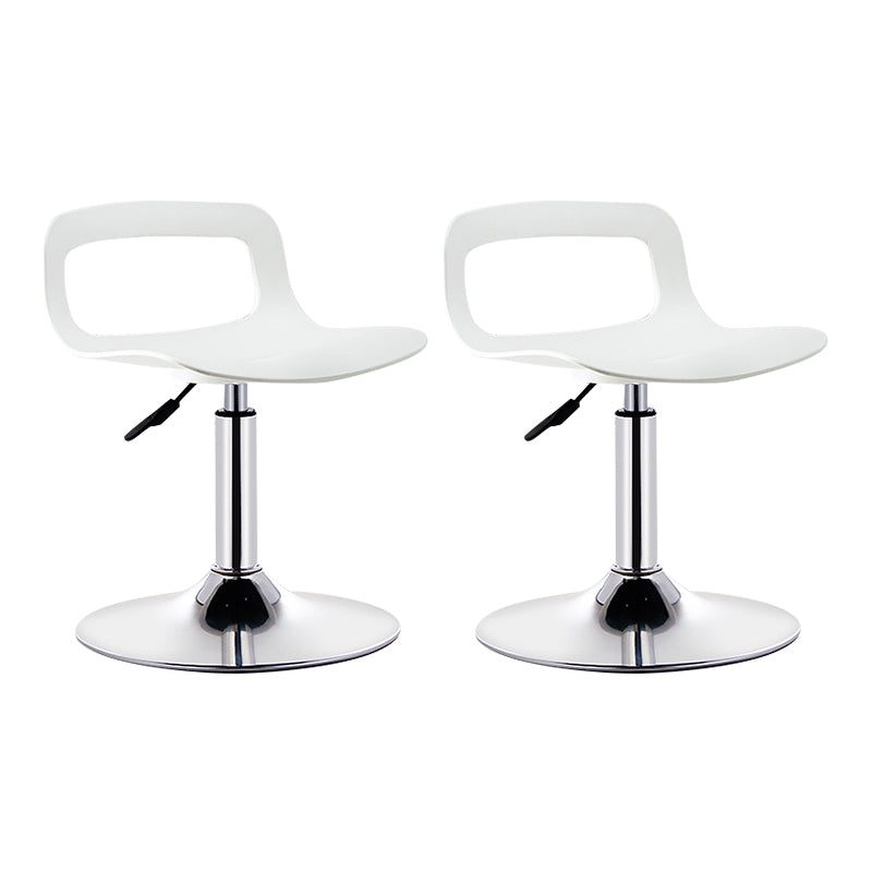 Modern Adjustable Swivel Bar Stool Low Back Plastic Bar and Counter Stool Gloss White 2 Piece Set Clearhalo 'Bar Furniture' 'Bar Stools' 'bar_stools' 'furn' 'furn_bar_stools' 'furniture_bar_stools' 'Kitchen & Dining Furniture' 'kitchen&dining_furn' 'kitchen' 'kitchen_furn' Furniture' 4527787