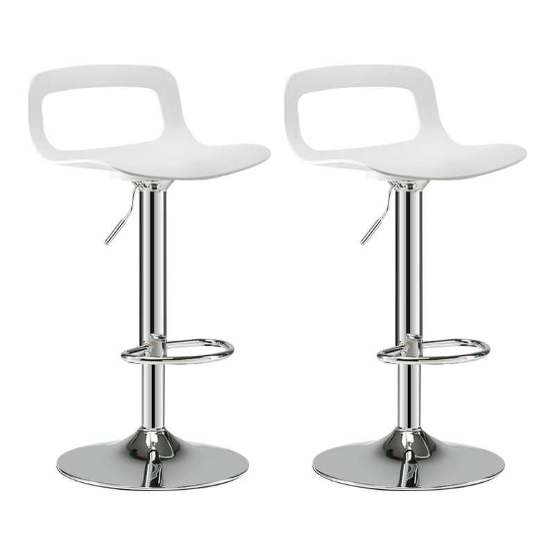 Modern Adjustable Swivel Bar Stool Low Back Plastic Bar and Counter Stool White-Silver 2 Piece Set Clearhalo 'Bar Furniture' 'Bar Stools' 'bar_stools' 'furn' 'furn_bar_stools' 'furniture_bar_stools' 'Kitchen & Dining Furniture' 'kitchen&dining_furn' 'kitchen' 'kitchen_furn' Furniture' 4527788