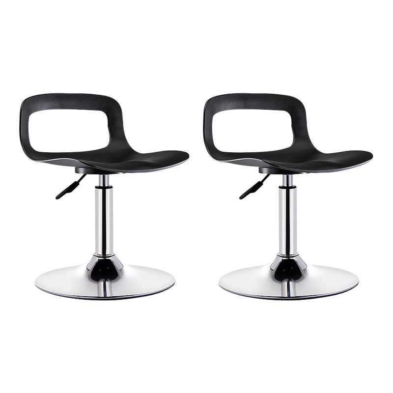 Modern Adjustable Swivel Bar Stool Low Back Plastic Bar and Counter Stool Gloss Black 2 Piece Set Clearhalo 'Bar Furniture' 'Bar Stools' 'bar_stools' 'furn' 'furn_bar_stools' 'furniture_bar_stools' 'Kitchen & Dining Furniture' 'kitchen&dining_furn' 'kitchen' 'kitchen_furn' Furniture' 4527792