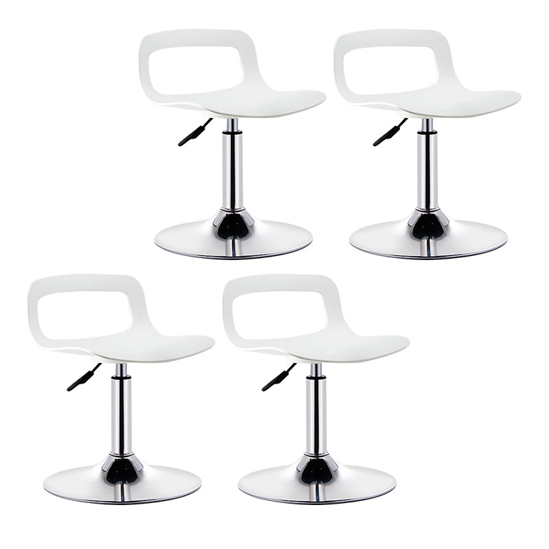 Modern Adjustable Swivel Bar Stool Low Back Plastic Bar and Counter Stool Gloss White 4 Piece Set Clearhalo 'Bar Furniture' 'Bar Stools' 'bar_stools' 'furn' 'furn_bar_stools' 'furniture_bar_stools' 'Kitchen & Dining Furniture' 'kitchen&dining_furn' 'kitchen' 'kitchen_furn' Furniture' 4527796