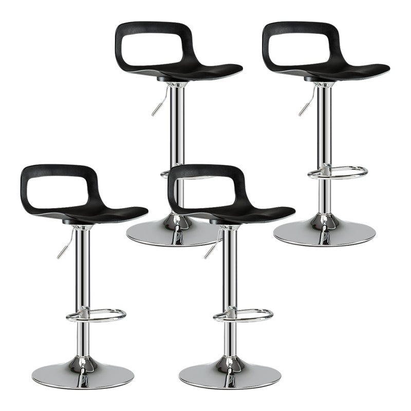 Modern Adjustable Swivel Bar Stool Low Back Plastic Bar and Counter Stool Black-Silver 4 Piece Set Clearhalo 'Bar Furniture' 'Bar Stools' 'bar_stools' 'furn' 'furn_bar_stools' 'furniture_bar_stools' 'Kitchen & Dining Furniture' 'kitchen&dining_furn' 'kitchen' 'kitchen_furn' Furniture' 4527800