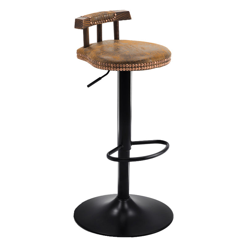 Modern Wood Bar Stool Iron Legs Low Back Nail-head Trim Counter Stool with Cushion Gold 1 Piece Clearhalo 'Bar Furniture' 'Bar Stools' 'bar_stools' 'furn' 'furn_bar_stools' 'furniture_bar_stools' 'Kitchen & Dining Furniture' 'kitchen&dining_furn' 'kitchen' 'kitchen_furn' Furniture' 4527806