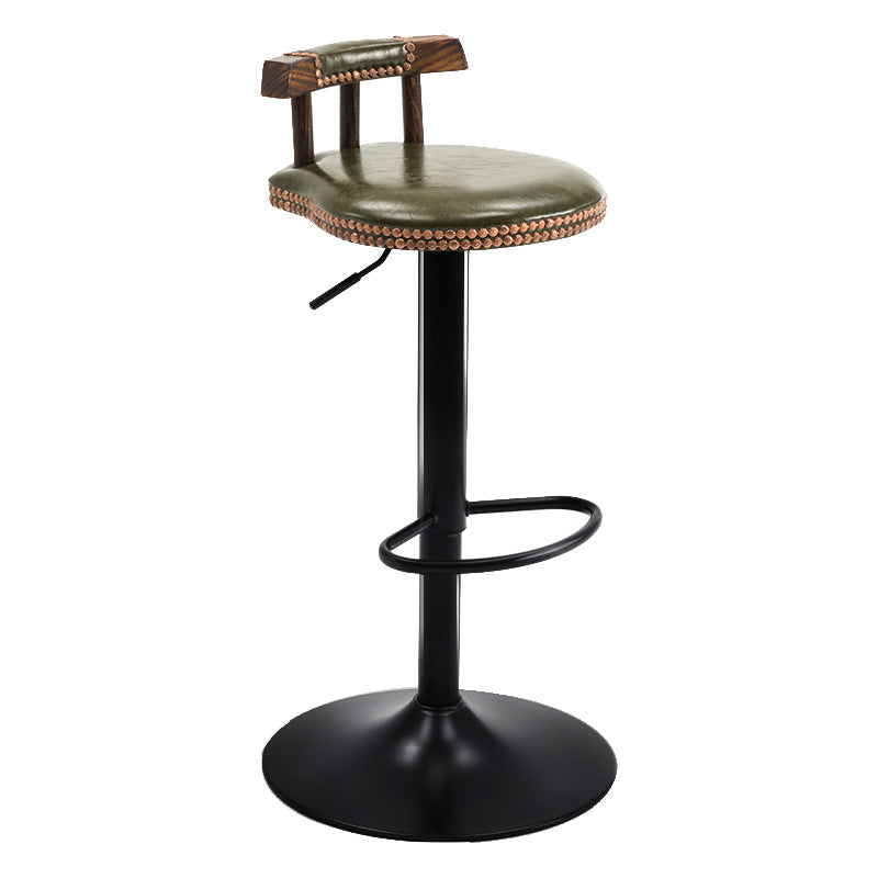 Modern Wood Bar Stool Iron Legs Low Back Nail-head Trim Counter Stool with Cushion Army Green 1 Piece Clearhalo 'Bar Furniture' 'Bar Stools' 'bar_stools' 'furn' 'furn_bar_stools' 'furniture_bar_stools' 'Kitchen & Dining Furniture' 'kitchen&dining_furn' 'kitchen' 'kitchen_furn' Furniture' 4527810