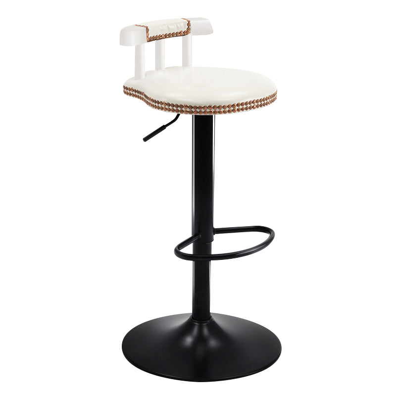Modern Wood Bar Stool Iron Legs Low Back Nail-head Trim Counter Stool with Cushion White 1 Piece Clearhalo 'Bar Furniture' 'Bar Stools' 'bar_stools' 'furn' 'furn_bar_stools' 'furniture_bar_stools' 'Kitchen & Dining Furniture' 'kitchen&dining_furn' 'kitchen' 'kitchen_furn' Furniture' 4527819