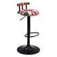 Modern Wood Bar Stool Iron Legs Low Back Nail-head Trim Counter Stool with Cushion Red-White-Blue 1 Piece Clearhalo 'Bar Furniture' 'Bar Stools' 'bar_stools' 'furn' 'furn_bar_stools' 'furniture_bar_stools' 'Kitchen & Dining Furniture' 'kitchen&dining_furn' 'kitchen' 'kitchen_furn' Furniture' 4527823