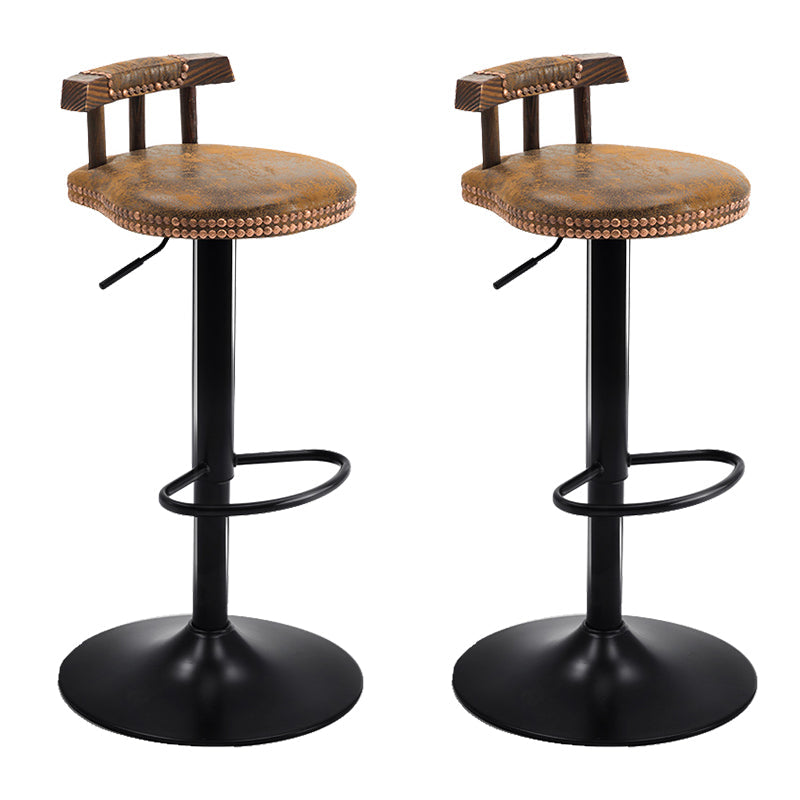 Modern Wood Bar Stool Iron Legs Low Back Nail-head Trim Counter Stool with Cushion Gold 2 Piece Set Clearhalo 'Bar Furniture' 'Bar Stools' 'bar_stools' 'furn' 'furn_bar_stools' 'furniture_bar_stools' 'Kitchen & Dining Furniture' 'kitchen&dining_furn' 'kitchen' 'kitchen_furn' Furniture' 4527828