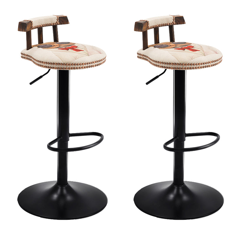 Modern Wood Bar Stool Iron Legs Low Back Nail-head Trim Counter Stool with Cushion Off-White 2 Piece Set Clearhalo 'Bar Furniture' 'Bar Stools' 'bar_stools' 'furn' 'furn_bar_stools' 'furniture_bar_stools' 'Kitchen & Dining Furniture' 'kitchen&dining_furn' 'kitchen' 'kitchen_furn' Furniture' 4527829