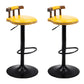 Modern Wood Bar Stool Iron Legs Low Back Nail-head Trim Counter Stool with Cushion Yellow 2 Piece Set Clearhalo 'Bar Furniture' 'Bar Stools' 'bar_stools' 'furn' 'furn_bar_stools' 'furniture_bar_stools' 'Kitchen & Dining Furniture' 'kitchen&dining_furn' 'kitchen' 'kitchen_furn' Furniture' 4527831
