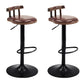 Modern Wood Bar Stool Iron Legs Low Back Nail-head Trim Counter Stool with Cushion Brown 2 Piece Set Clearhalo 'Bar Furniture' 'Bar Stools' 'bar_stools' 'furn' 'furn_bar_stools' 'furniture_bar_stools' 'Kitchen & Dining Furniture' 'kitchen&dining_furn' 'kitchen' 'kitchen_furn' Furniture' 4527832