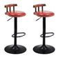 Modern Wood Bar Stool Iron Legs Low Back Nail-head Trim Counter Stool with Cushion Red 2 Piece Set Clearhalo 'Bar Furniture' 'Bar Stools' 'bar_stools' 'furn' 'furn_bar_stools' 'furniture_bar_stools' 'Kitchen & Dining Furniture' 'kitchen&dining_furn' 'kitchen' 'kitchen_furn' Furniture' 4527833
