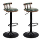 Modern Wood Bar Stool Iron Legs Low Back Nail-head Trim Counter Stool with Cushion Blackish Green 2 Piece Set Clearhalo 'Bar Furniture' 'Bar Stools' 'bar_stools' 'furn' 'furn_bar_stools' 'furniture_bar_stools' 'Kitchen & Dining Furniture' 'kitchen&dining_furn' 'kitchen' 'kitchen_furn' Furniture' 4527835