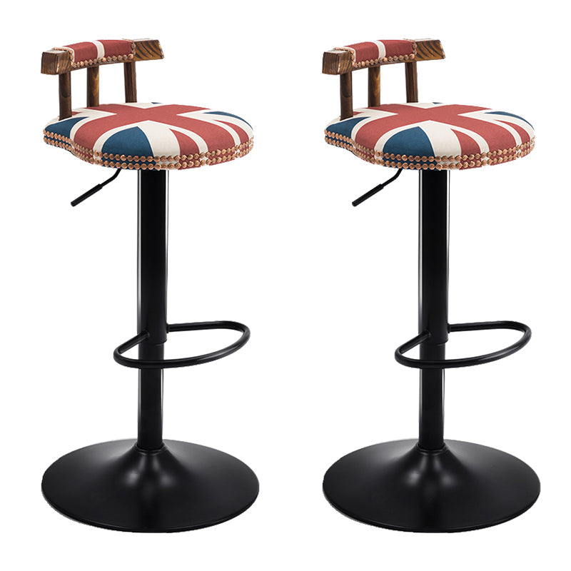 Modern Wood Bar Stool Iron Legs Low Back Nail-head Trim Counter Stool with Cushion Red-White-Blue 2 Piece Set Clearhalo 'Bar Furniture' 'Bar Stools' 'bar_stools' 'furn' 'furn_bar_stools' 'furniture_bar_stools' 'Kitchen & Dining Furniture' 'kitchen&dining_furn' 'kitchen' 'kitchen_furn' Furniture' 4527836
