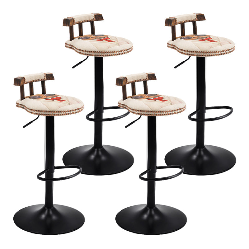 Modern Wood Bar Stool Iron Legs Low Back Nail-head Trim Counter Stool with Cushion Off-White 4 Piece Set Clearhalo 'Bar Furniture' 'Bar Stools' 'bar_stools' 'furn' 'furn_bar_stools' 'furniture_bar_stools' 'Kitchen & Dining Furniture' 'kitchen&dining_furn' 'kitchen' 'kitchen_furn' Furniture' 4527840