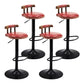 Modern Wood Bar Stool Iron Legs Low Back Nail-head Trim Counter Stool with Cushion Red 4 Piece Set Clearhalo 'Bar Furniture' 'Bar Stools' 'bar_stools' 'furn' 'furn_bar_stools' 'furniture_bar_stools' 'Kitchen & Dining Furniture' 'kitchen&dining_furn' 'kitchen' 'kitchen_furn' Furniture' 4527844