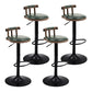 Modern Wood Bar Stool Iron Legs Low Back Nail-head Trim Counter Stool with Cushion Blackish Green 4 Piece Set Clearhalo 'Bar Furniture' 'Bar Stools' 'bar_stools' 'furn' 'furn_bar_stools' 'furniture_bar_stools' 'Kitchen & Dining Furniture' 'kitchen&dining_furn' 'kitchen' 'kitchen_furn' Furniture' 4527846