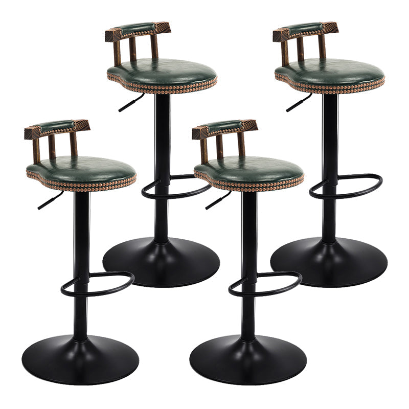 Modern Wood Bar Stool Iron Legs Low Back Nail-head Trim Counter Stool with Cushion Blackish Green 4 Piece Set Clearhalo 'Bar Furniture' 'Bar Stools' 'bar_stools' 'furn' 'furn_bar_stools' 'furniture_bar_stools' 'Kitchen & Dining Furniture' 'kitchen&dining_furn' 'kitchen' 'kitchen_furn' Furniture' 4527846