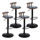 Modern Wood Bar Stool Iron Legs Low Back Nail-head Trim Counter Stool with Cushion Dark Blue 4 Piece Set Clearhalo 'Bar Furniture' 'Bar Stools' 'bar_stools' 'furn' 'furn_bar_stools' 'furniture_bar_stools' 'Kitchen & Dining Furniture' 'kitchen&dining_furn' 'kitchen' 'kitchen_furn' Furniture' 4527848
