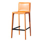Coffee Shop Leather Bar Stool Rectangular Footrest Low Back Counter Height Stool, 1 Piece Orange Clearhalo 'Bar Furniture' 'Bar Stools' 'bar_stools' 'furn' 'furn_bar_stools' 'furniture_bar_stools' 'Kitchen & Dining Furniture' 'kitchen&dining_furn' 'kitchen' 'kitchen_furn' Furniture' 4527851