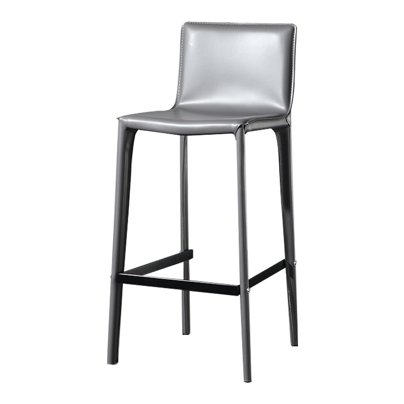 Coffee Shop Leather Bar Stool Rectangular Footrest Low Back Counter Height Stool, 1 Piece Dark Gray Clearhalo 'Bar Furniture' 'Bar Stools' 'bar_stools' 'furn' 'furn_bar_stools' 'furniture_bar_stools' 'Kitchen & Dining Furniture' 'kitchen&dining_furn' 'kitchen' 'kitchen_furn' Furniture' 4527852