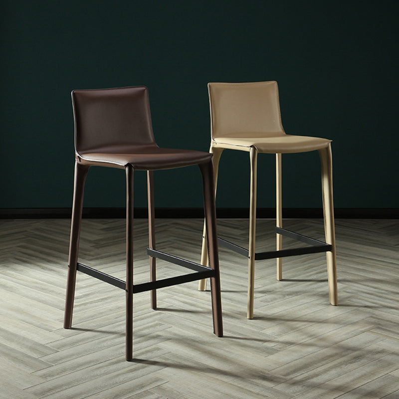 Coffee Shop Leather Bar Stool Rectangular Footrest Low Back Counter Height Stool, 1 Piece Clearhalo 'Bar Furniture' 'Bar Stools' 'bar_stools' 'furn' 'furn_bar_stools' 'furniture_bar_stools' 'Kitchen & Dining Furniture' 'kitchen&dining_furn' 'kitchen' 'kitchen_furn' Furniture' 4527864