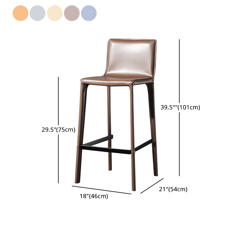Coffee Shop Leather Bar Stool Rectangular Footrest Low Back Counter Height Stool, 1 Piece Clearhalo 'Bar Furniture' 'Bar Stools' 'bar_stools' 'furn' 'furn_bar_stools' 'furniture_bar_stools' 'Kitchen & Dining Furniture' 'kitchen&dining_furn' 'kitchen' 'kitchen_furn' Furniture' 4527869
