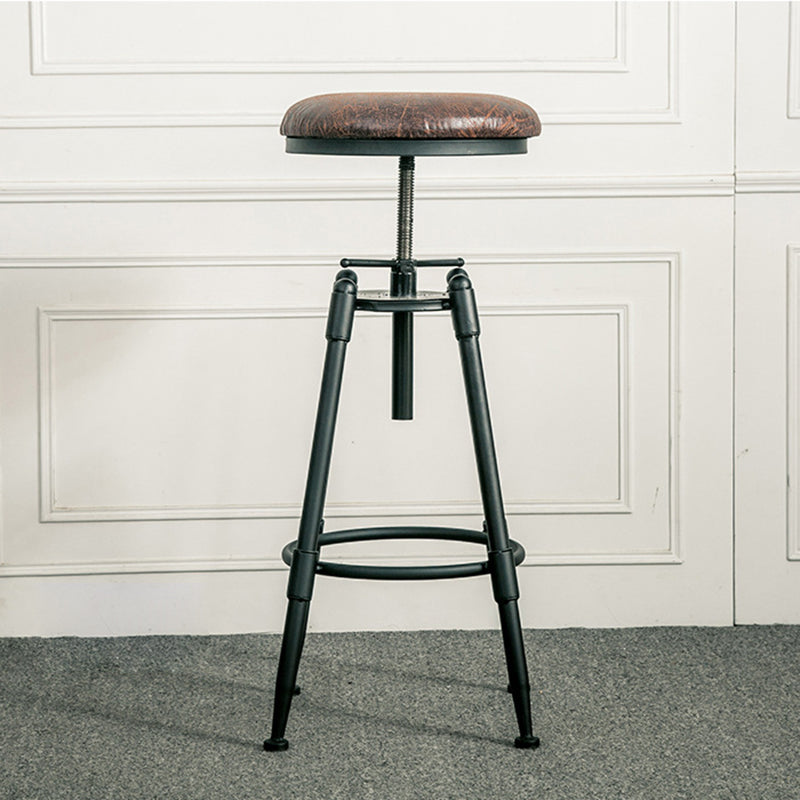 Coffee Shop Bar Stool Footrest Adjustable Height Counter Stool with Iron Legs Clearhalo 'Bar Furniture' 'Bar Stools' 'bar_stools' 'furn' 'furn_bar_stools' 'furniture_bar_stools' 'Kitchen & Dining Furniture' 'kitchen&dining_furn' 'kitchen' 'kitchen_furn' Furniture' 4527900