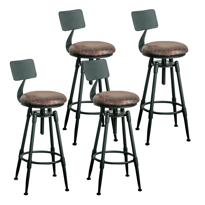 Coffee Shop Bar Stool Footrest Adjustable Height Counter Stool with Iron Legs Brown With Back 4 Piece Set Clearhalo 'Bar Furniture' 'Bar Stools' 'bar_stools' 'furn' 'furn_bar_stools' 'furniture_bar_stools' 'Kitchen & Dining Furniture' 'kitchen&dining_furn' 'kitchen' 'kitchen_furn' Furniture' 4527911