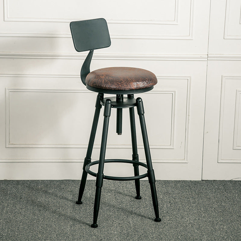 Coffee Shop Bar Stool Footrest Adjustable Height Counter Stool with Iron Legs Clearhalo 'Bar Furniture' 'Bar Stools' 'bar_stools' 'furn' 'furn_bar_stools' 'furniture_bar_stools' 'Kitchen & Dining Furniture' 'kitchen&dining_furn' 'kitchen' 'kitchen_furn' Furniture' 4527914