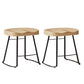 Modern Indoor Bar Stool Solid Wood Iron Legs Saddle Seat Counter Stool 2 Piece Set Short Stool(18"H) Clearhalo 'Bar Furniture' 'Bar Stools' 'bar_stools' 'furn' 'furn_bar_stools' 'furniture_bar_stools' 'Kitchen & Dining Furniture' 'kitchen&dining_furn' 'kitchen' 'kitchen_furn' Furniture' 4527927