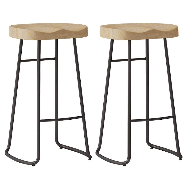 Modern Indoor Bar Stool Solid Wood Iron Legs Saddle Seat Counter Stool 2 Piece Set Bar Stool(30"H) Clearhalo 'Bar Furniture' 'Bar Stools' 'bar_stools' 'furn' 'furn_bar_stools' 'furniture_bar_stools' 'Kitchen & Dining Furniture' 'kitchen&dining_furn' 'kitchen' 'kitchen_furn' Furniture' 4527930