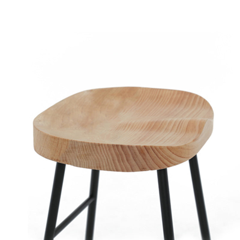 Modern Indoor Bar Stool Solid Wood Iron Legs Saddle Seat Counter Stool Clearhalo 'Bar Furniture' 'Bar Stools' 'bar_stools' 'furn' 'furn_bar_stools' 'furniture_bar_stools' 'Kitchen & Dining Furniture' 'kitchen&dining_furn' 'kitchen' 'kitchen_furn' Furniture' 4527931