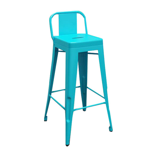 Metal Modern Indoor Bar Stool Footrest Low Back Counter Height Rectangular Stool Blue 1 Piece