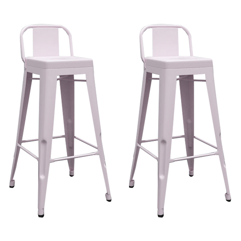 Metal Modern Indoor Bar Stool Footrest Low Back Counter Height Rectangular Stool Pink 2 Piece Set Clearhalo 'Bar Furniture' 'Bar Stools' 'bar_stools' 'furn' 'furn_bar_stools' 'furniture_bar_stools' 'Kitchen & Dining Furniture' 'kitchen&dining_furn' 'kitchen' 'kitchen_furn' Furniture' 4527963