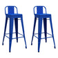 Metal Modern Indoor Bar Stool Footrest Low Back Counter Height Rectangular Stool Dark Blue 2 Piece Set Clearhalo 'Bar Furniture' 'Bar Stools' 'bar_stools' 'furn' 'furn_bar_stools' 'furniture_bar_stools' 'Kitchen & Dining Furniture' 'kitchen&dining_furn' 'kitchen' 'kitchen_furn' Furniture' 4527964