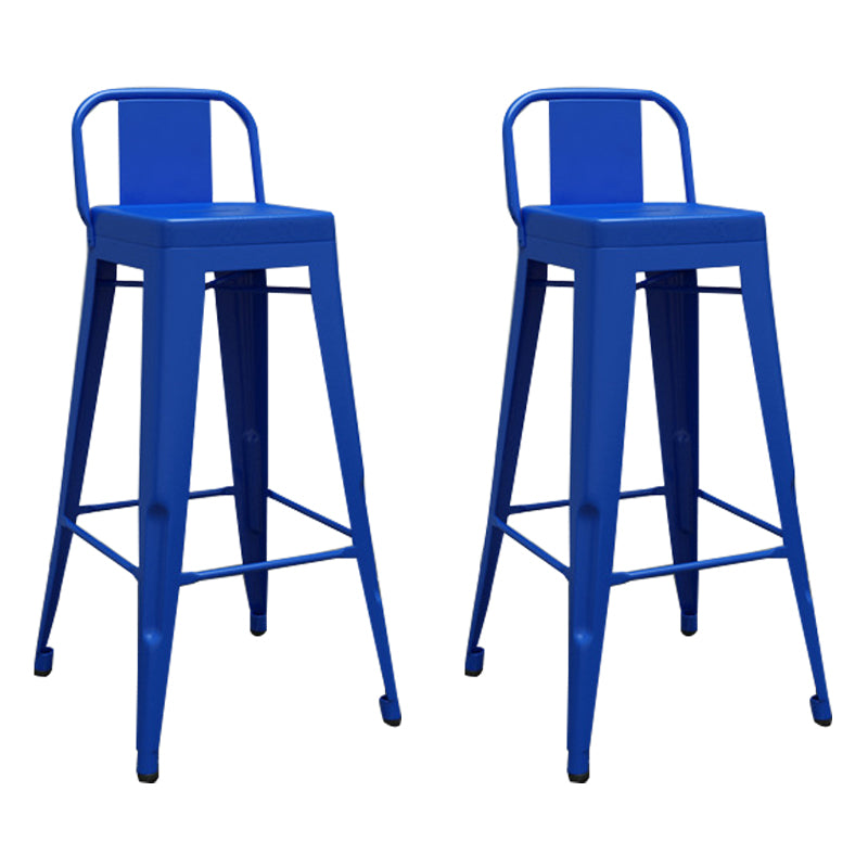 Metal Modern Indoor Bar Stool Footrest Low Back Counter Height Rectangular Stool Dark Blue 2 Piece Set Clearhalo 'Bar Furniture' 'Bar Stools' 'bar_stools' 'furn' 'furn_bar_stools' 'furniture_bar_stools' 'Kitchen & Dining Furniture' 'kitchen&dining_furn' 'kitchen' 'kitchen_furn' Furniture' 4527964